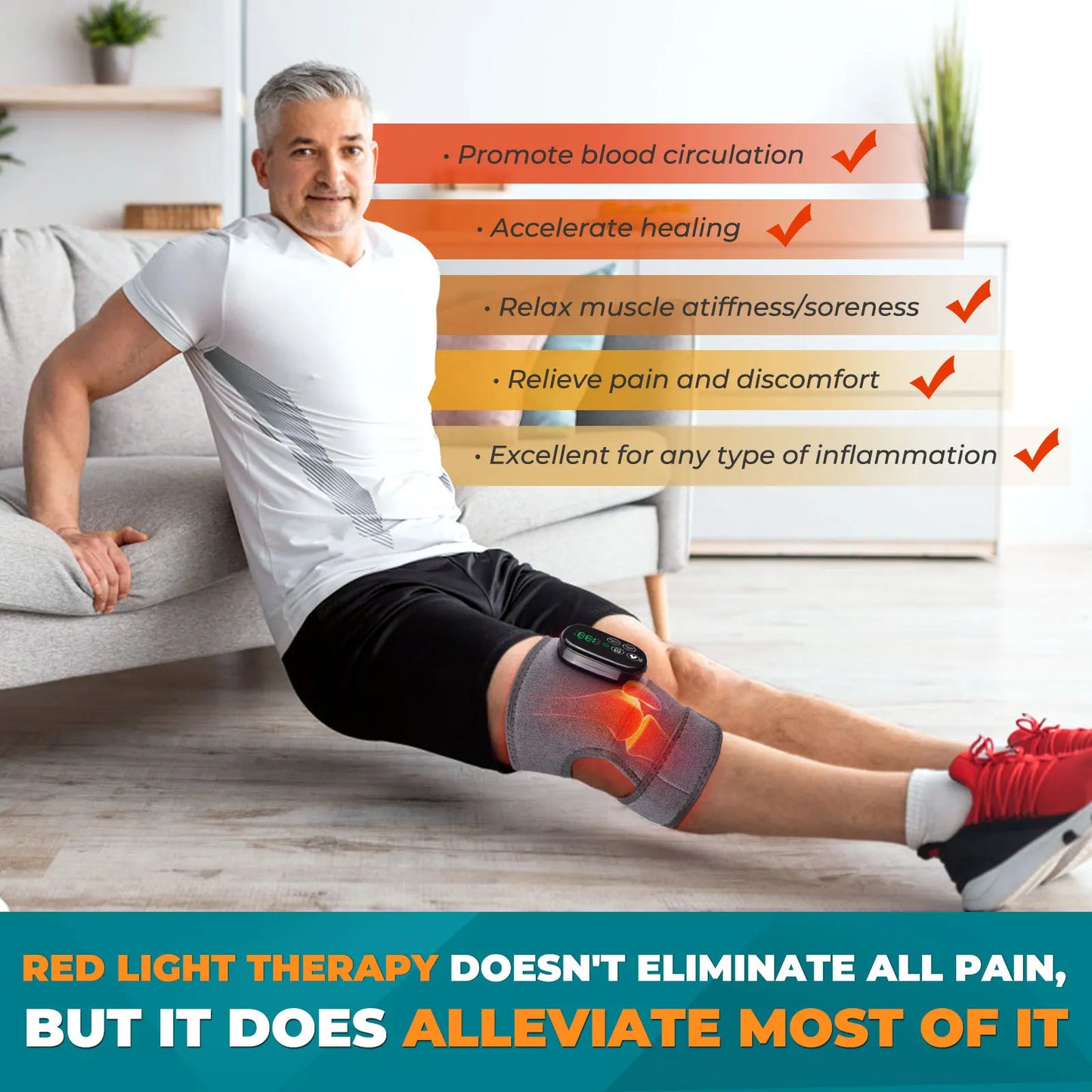 Heated Knee Wrap with Red Light Support for Everyday Comfort – Therava